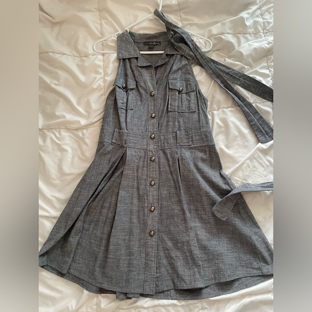Forever 21 Women's Sleeveless Button Up Dress Black/Gray